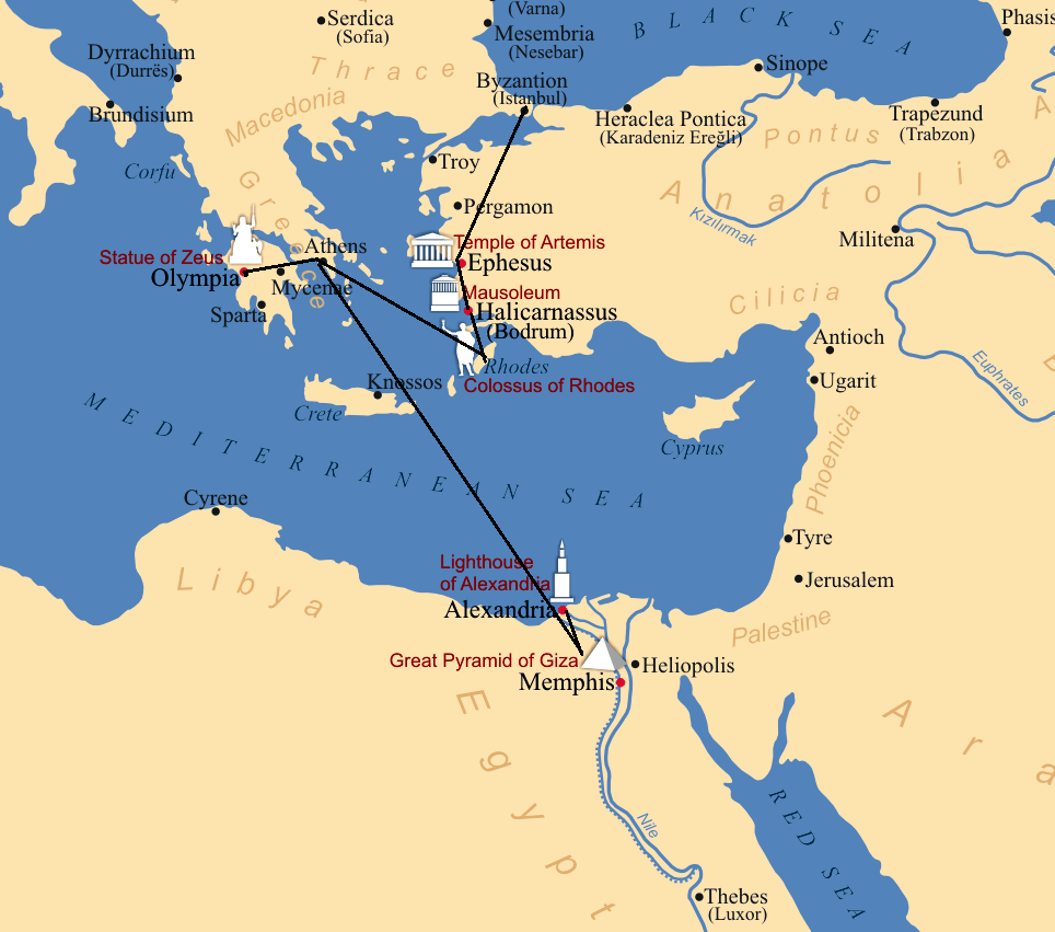Wonders Of The Ancient World Tour Map