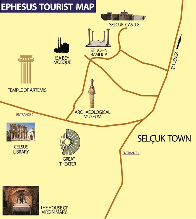 Half Day Wonders of Ephesus Tour Map