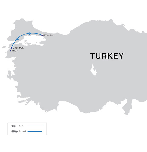 Gallipoli, Anzac & Troy Tour Map