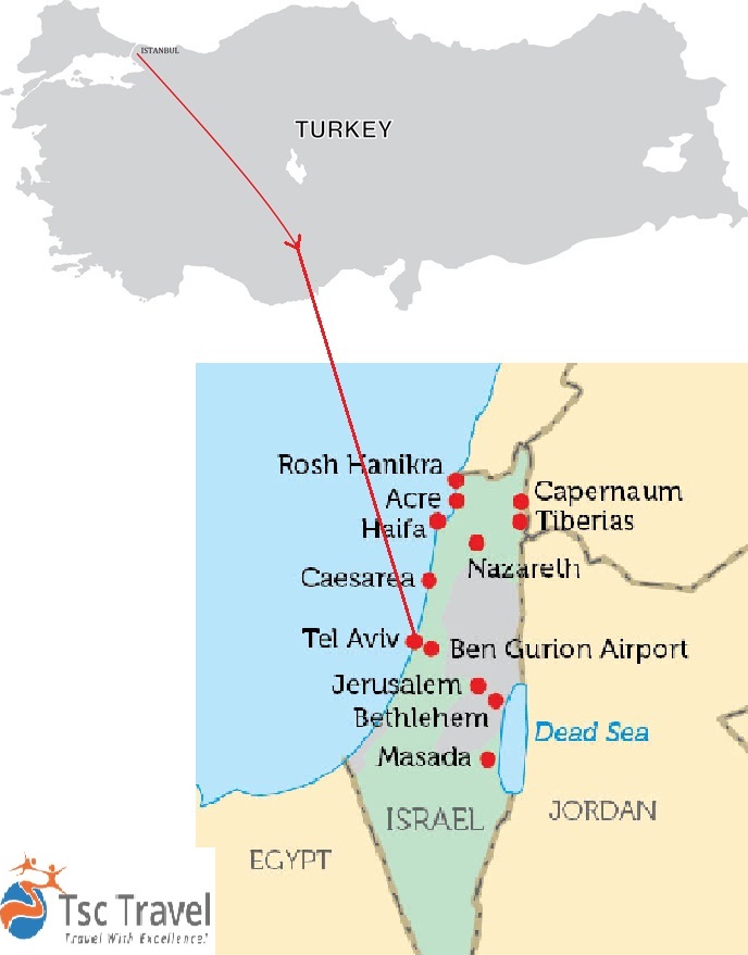 Turquia e Israel Clássicos Tour Mapa