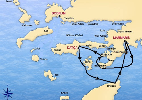 Marmaris - Ilhas Gregas – Marmaris: Cruzeiro em Gulet Mapa