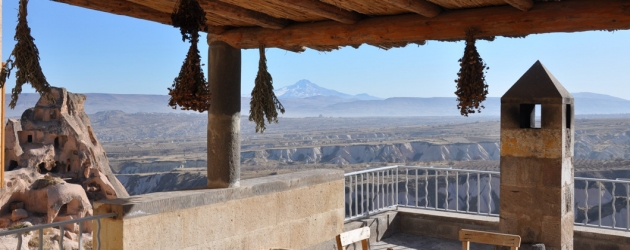 An amazing view from cave houses in Cappadocia