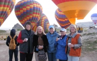 Lovely family after hot air balloon ride in Cappadocia