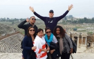 Wonderful group in Ancient Theatre of Acrapolis