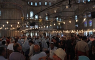 View of prayer time in Blue Mosque