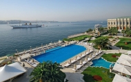 Magnificent view of Ciragan Palace against Bosphorus
