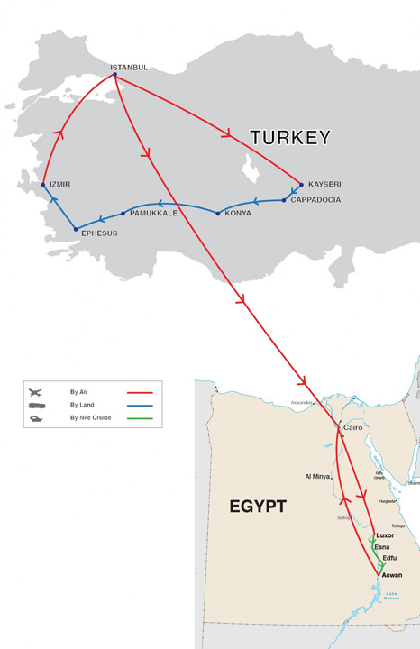 Turkey and Egypt Explorer Tour Map